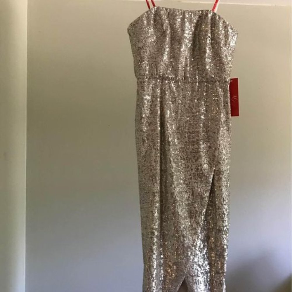 NWT - MONIQUE LHUILLIER Strapless Sequin Sheath Dress Size 4